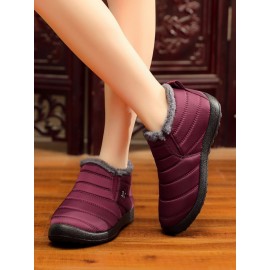 Unisex Waterproof Fur Lined Flat Heel Snow Boots