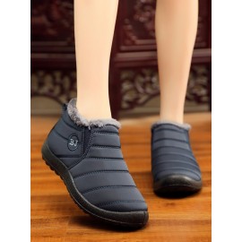 Unisex Waterproof Fur Lined Flat Heel Snow Boots