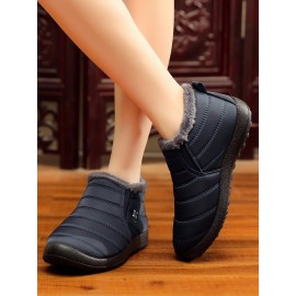 Unisex Waterproof Fur Lined Flat Heel Snow Boots