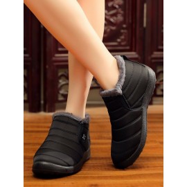 Unisex Waterproof Fur Lined Flat Heel Snow Boots