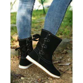 Casual Leopard Snake Print Lace-up Print Boots