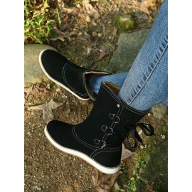 Casual Leopard Snake Print Lace-up Print Boots