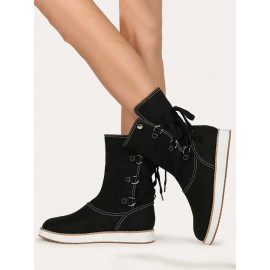 Casual Leopard Snake Print Lace-up Print Boots