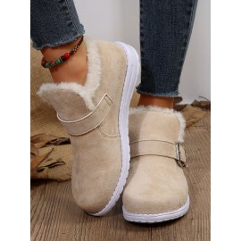 Casual Plain Non-Slip Slip On Flat Heel Snow Boots Buckle