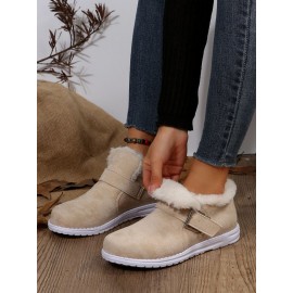 Casual Plain Non-Slip Slip On Flat Heel Snow Boots Buckle