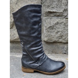 Vintage Soft Sole Comfortable Block Heel Tall Boots Rider Boots