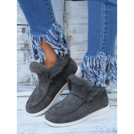 Women's Split Joint Furry Flat Heel Snow Boots