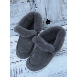 Women's Split Joint Furry Flat Heel Snow Boots