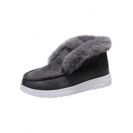 Women's Split Joint Furry Flat Heel Snow Boots