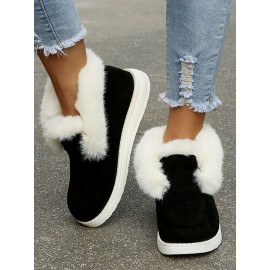 Women's Split Joint Furry Flat Heel Snow Boots