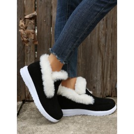 Women's Split Joint Furry Flat Heel Snow Boots