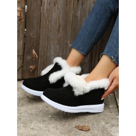 Women's Split Joint Furry Flat Heel Snow Boots