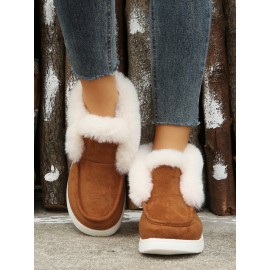 Women's Split Joint Furry Flat Heel Snow Boots