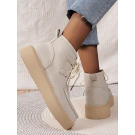 Casual Plain Non-Slip Zipper Block Heel Moccasin Boots