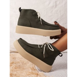 Casual Plain Non-Slip Zipper Block Heel Moccasin Boots
