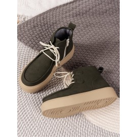 Casual Plain Non-Slip Zipper Block Heel Moccasin Boots