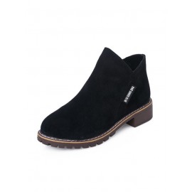 British Style Round Toe Comfortable Zip Low Heel Booties