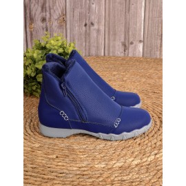 Faux Leather Panel Zip and Fleece Soft Ankle Ankle Boots