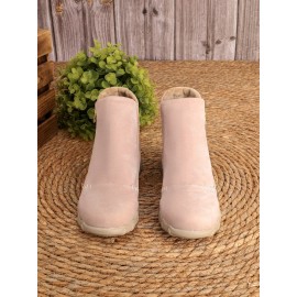 Faux Leather Panel Zip and Fleece Soft Ankle Ankle Boots