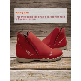 Faux Leather Panel Zip and Fleece Soft Ankle Ankle Boots