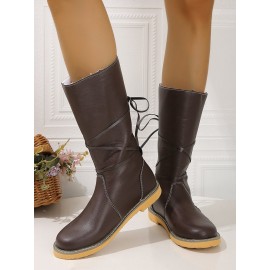 Comfortable Soft Lightweight Lace Up Chunky Heel Snow Boots Footwear