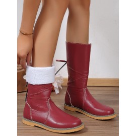 Comfortable Soft Lightweight Lace Up Chunky Heel Snow Boots Footwear