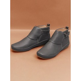 Women Casual Green Daily Adjustable Soft Leather Booties