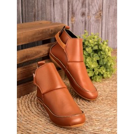Women Casual Green Daily Adjustable Soft Leather Booties