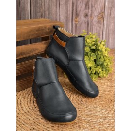 Women Casual Green Daily Adjustable Soft Leather Booties