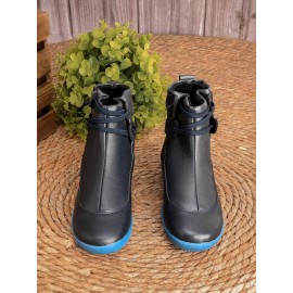 Women Casual Soft Braided Strap Lether PU Flat Heel Snow Boots