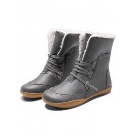 Retro Cuffed Casual Round Toe Short Boots