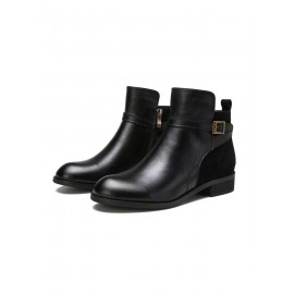 Vintage Round Toe Chunky Heel Casual Short Boots