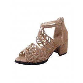 Ladies Elegant Cutout Open Toe Block Heel Sandals