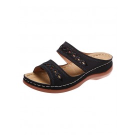 Retro Style Hollow Out Circular Embroidery Foot Casual Slippers