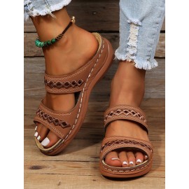 Retro Style Hollow Out Circular Embroidery Foot Casual Slippers