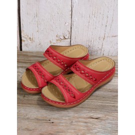 Retro Style Hollow Out Circular Embroidery Foot Casual Slippers