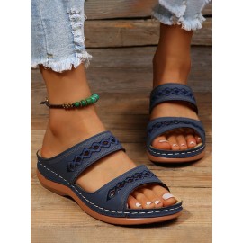 Retro Style Hollow Out Circular Embroidery Foot Casual Slippers