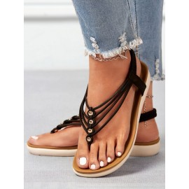Beaded Thin Strap Bohemian Thong Sandals