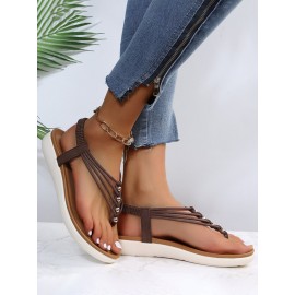 Beaded Thin Strap Bohemian Thong Sandals