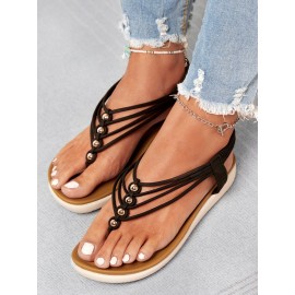Beaded Thin Strap Bohemian Thong Sandals