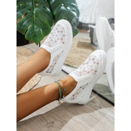 Flower Embroidery Detail Hidden Heeled Shoes