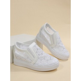 Flower Embroidery Detail Hidden Heeled Shoes