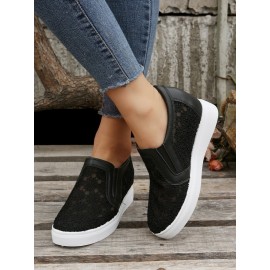 Flower Embroidery Detail Hidden Heeled Shoes