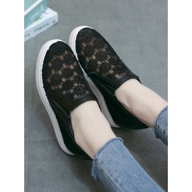 Flower Embroidery Detail Hidden Heeled Shoes