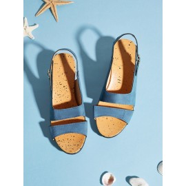 Solid Color Vintage Casual Chunky Heel Sandals