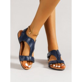 Retro Solid Color Casual Velcro Portable Sandals