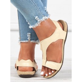 Retro Solid Color Casual Velcro Portable Sandals