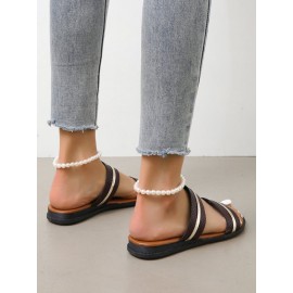 Gold Stitching Stripe Casual Sandals