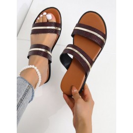 Gold Stitching Stripe Casual Sandals