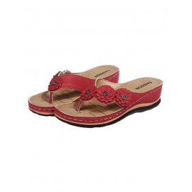 Vintage Floral Casual Wedge Flip-Flops